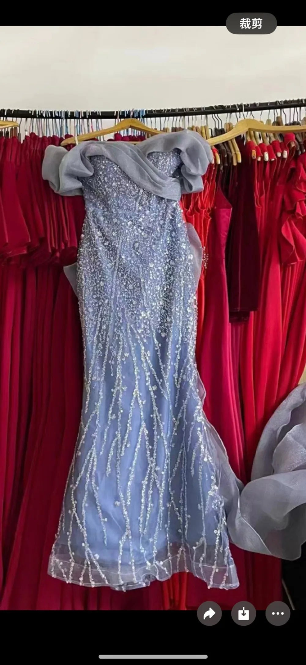 Woman's Dress High Dress Off-Shoulder Blue Evening Dress Light Luxury Niche Mermaid Sequin Host Elegant Party Dresses Vestidos