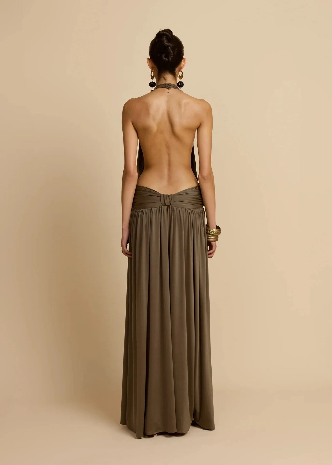 Dresses For Woman Party Wedding Evening Dress Vestidos Lady Temperament Elegant Sexy Pleated Neck Halter Sleeveless Banquet Chic