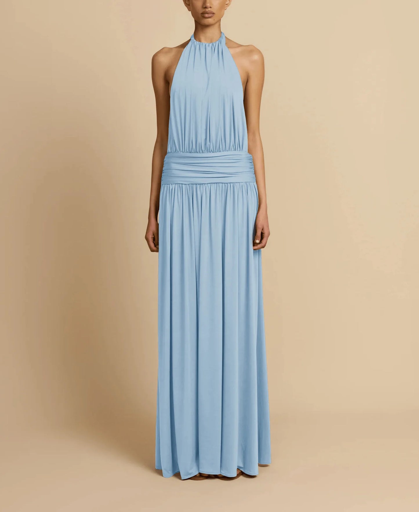 Dresses For Woman Party Wedding Evening Dress Vestidos Lady Temperament Elegant Sexy Pleated Neck Halter Sleeveless Banquet Chic