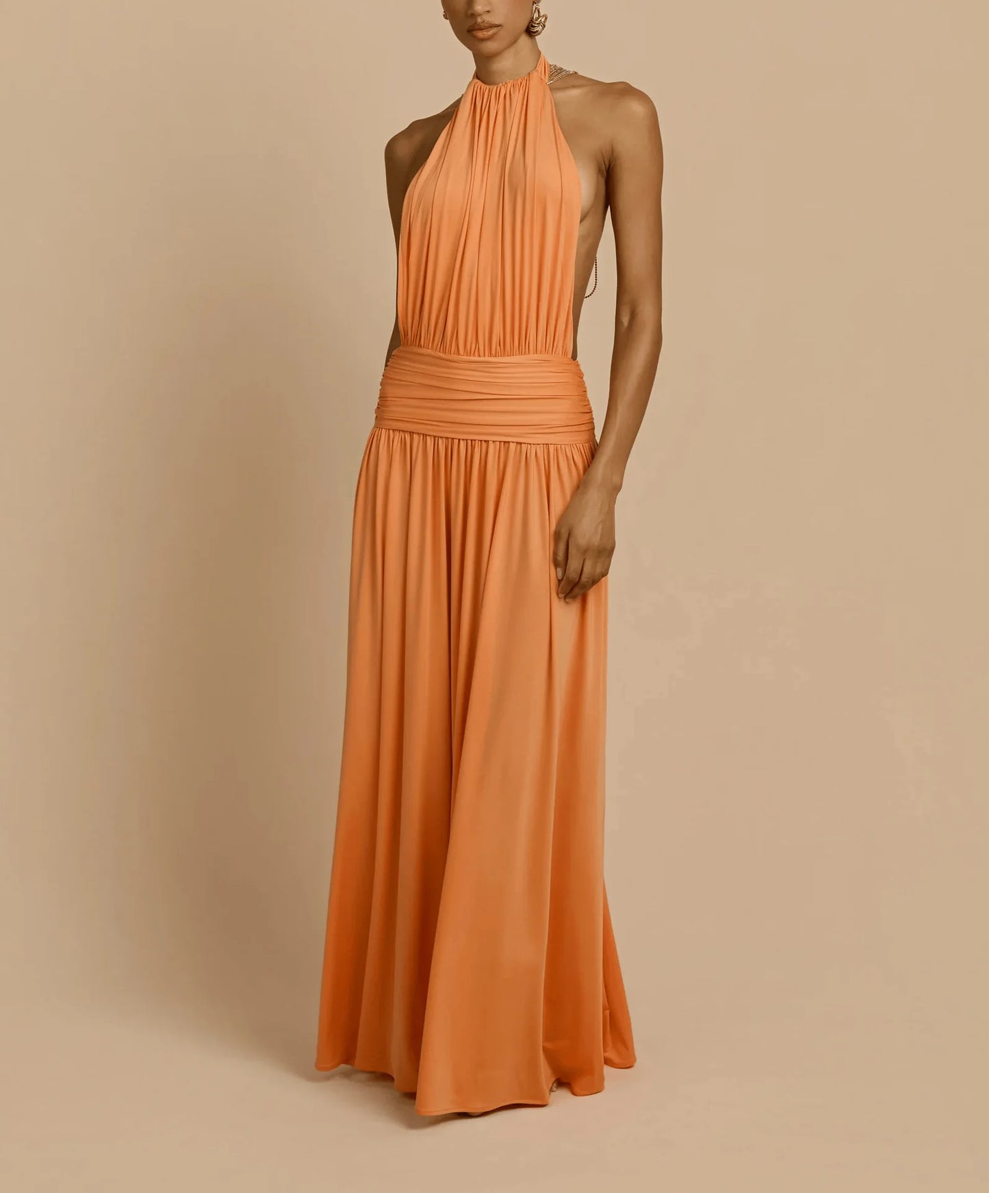 Dresses For Woman Party Wedding Evening Dress Vestidos Lady Temperament Elegant Sexy Pleated Neck Halter Sleeveless Banquet Chic