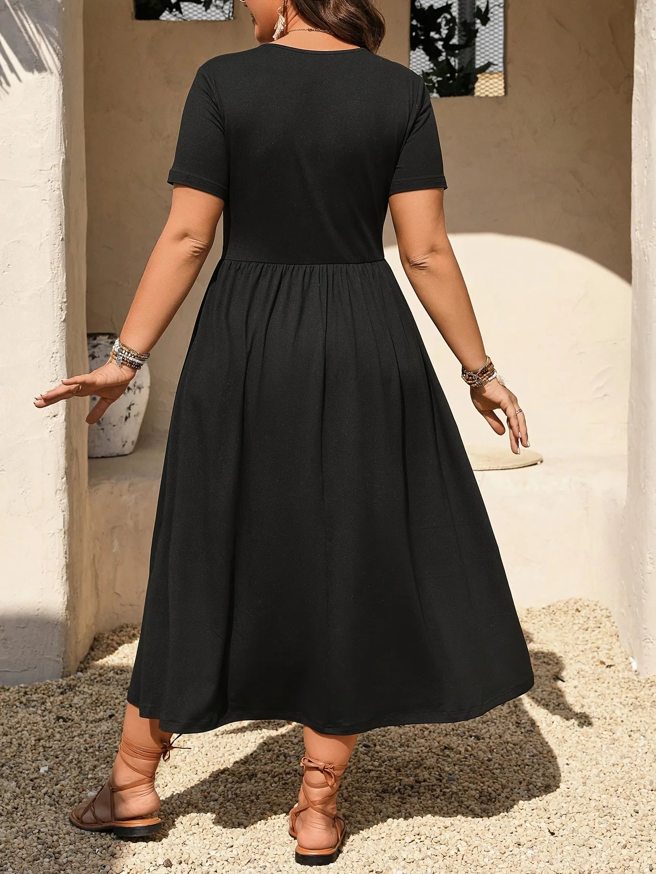 Women's Casual Plain Color Dress, Loose-Fitting Design, Perfect for Daily Wear & Comfortable Fit, Ideal for Everyday